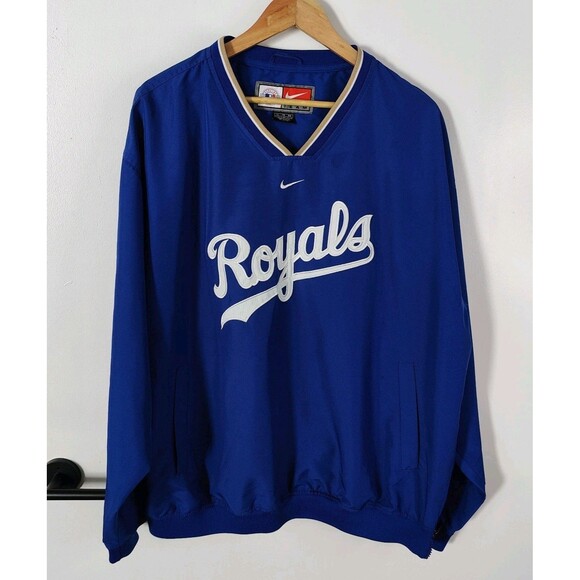 Vintage Kansas City Royals Nike Center Swoosh Pullover Jacket Men XL Y2K MLB - Picture 1 of 8